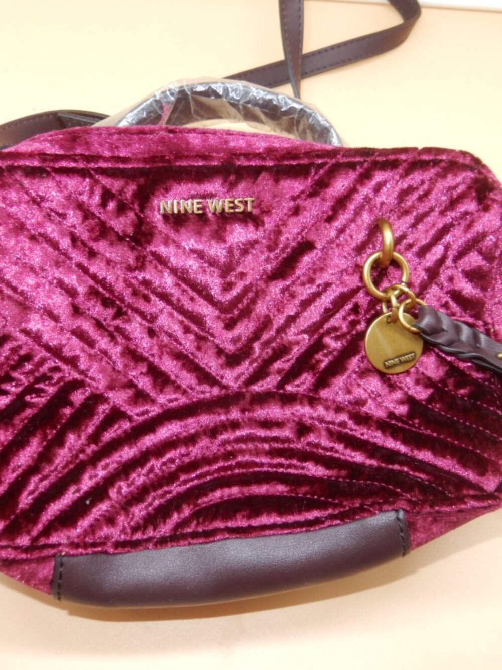 NINE WEST Chelsea raspberry velvet crossbody bag mini NWT NEW